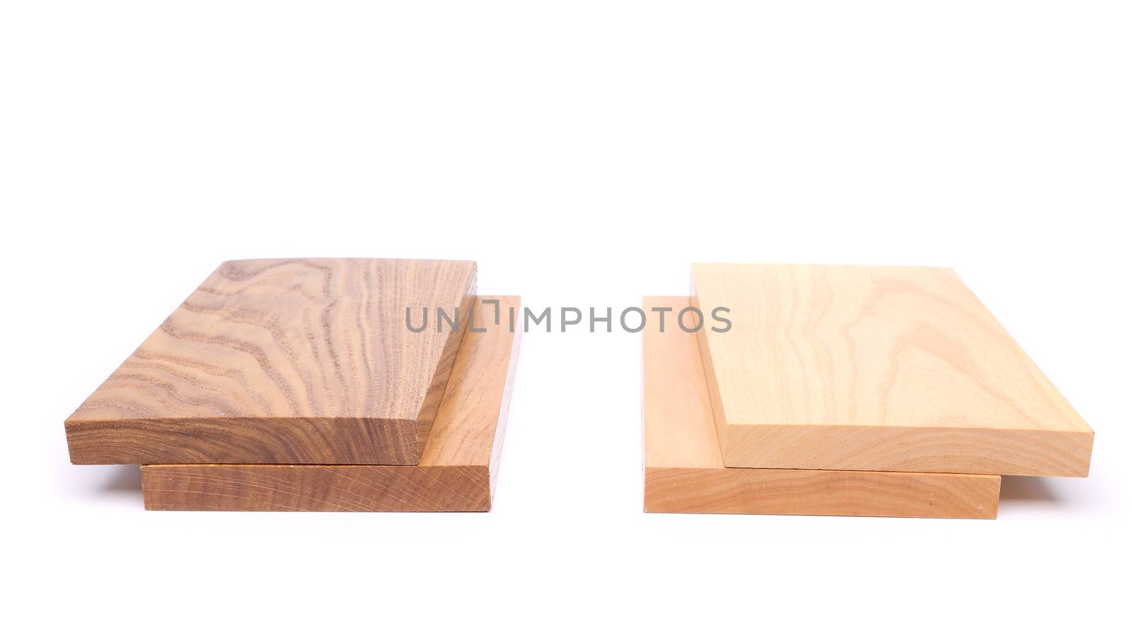 Two boards (acacia, oak) and two boards (elm, lime)