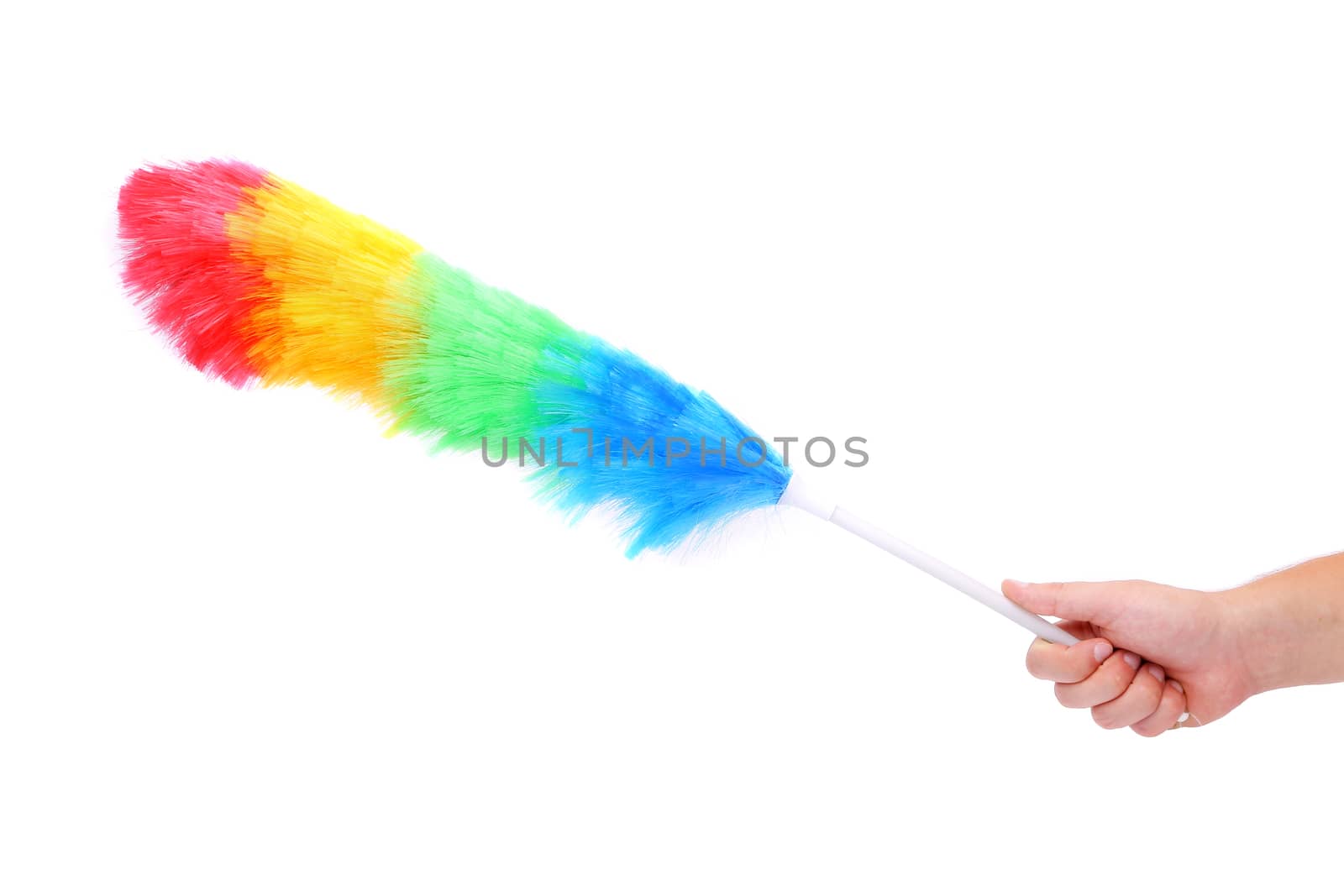 Soft colorful duster with plastic handle by indigolotos