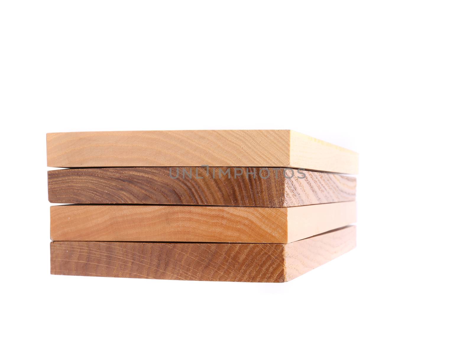 Four horizontal boards (elm, acacia, lime, oak)