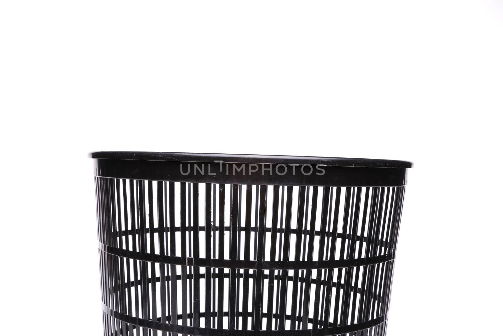 A top plastic trash can