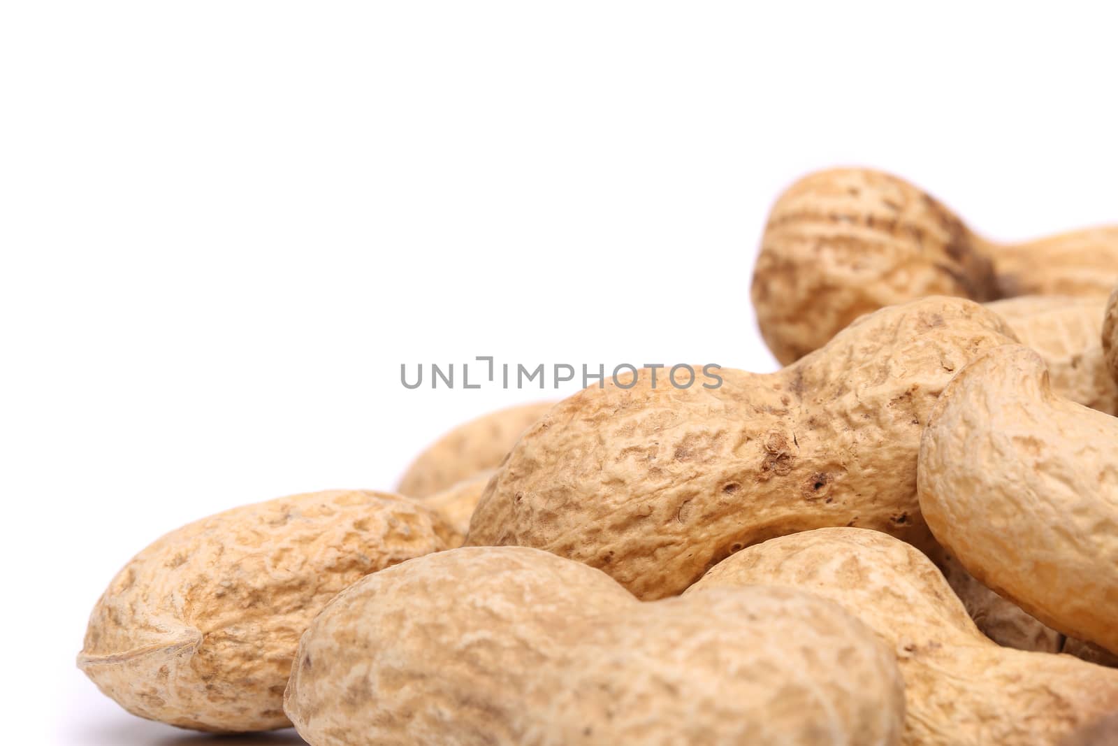 White background and peanuts right