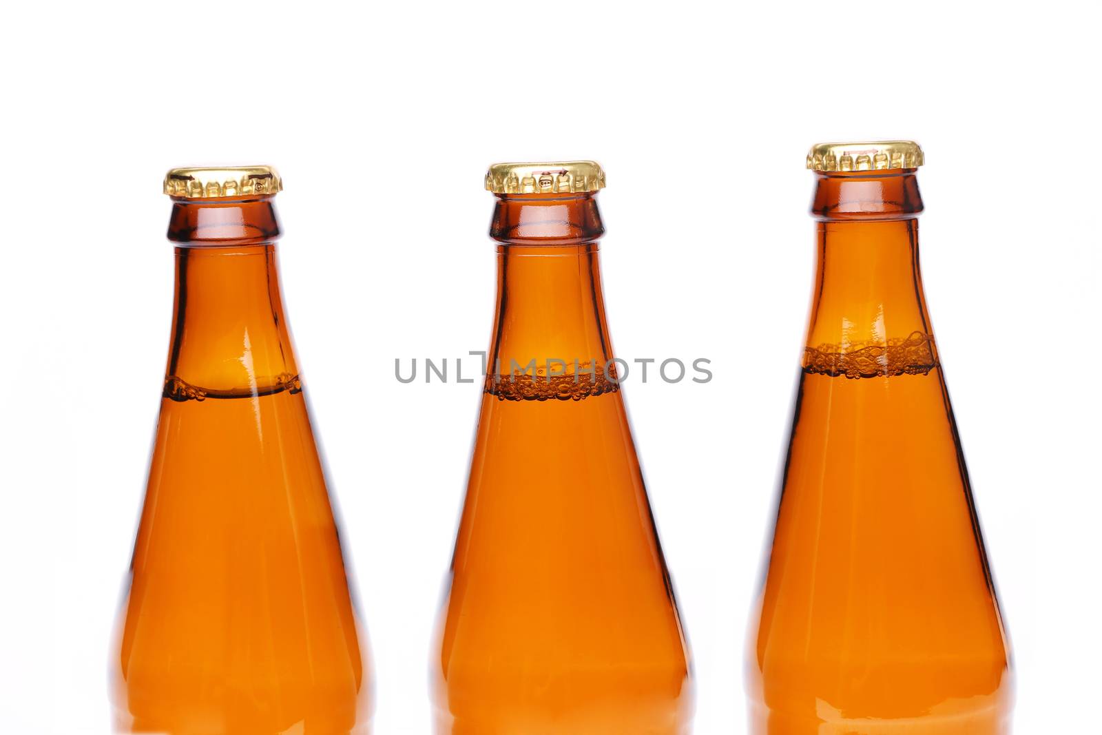 Three brown neck bottles