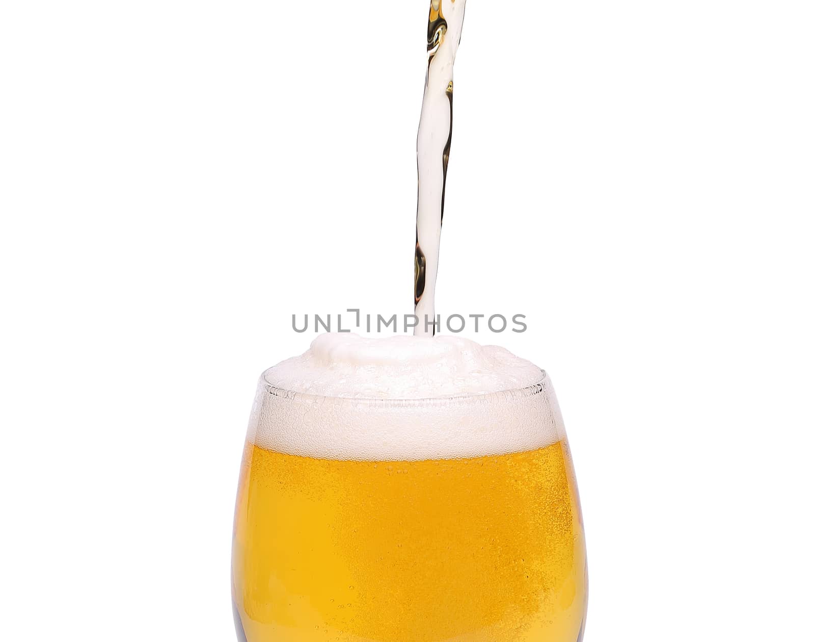 Beer glass of light beer stream with azoom