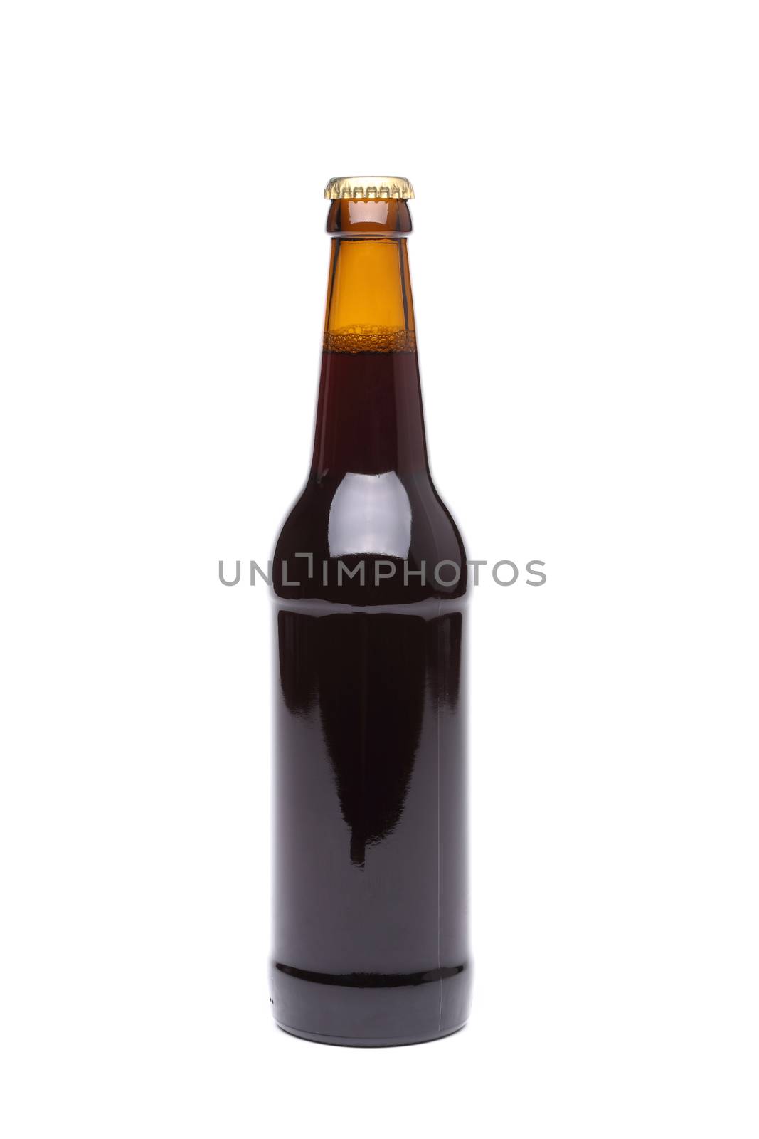 Bottle of beer on white background. by indigolotos