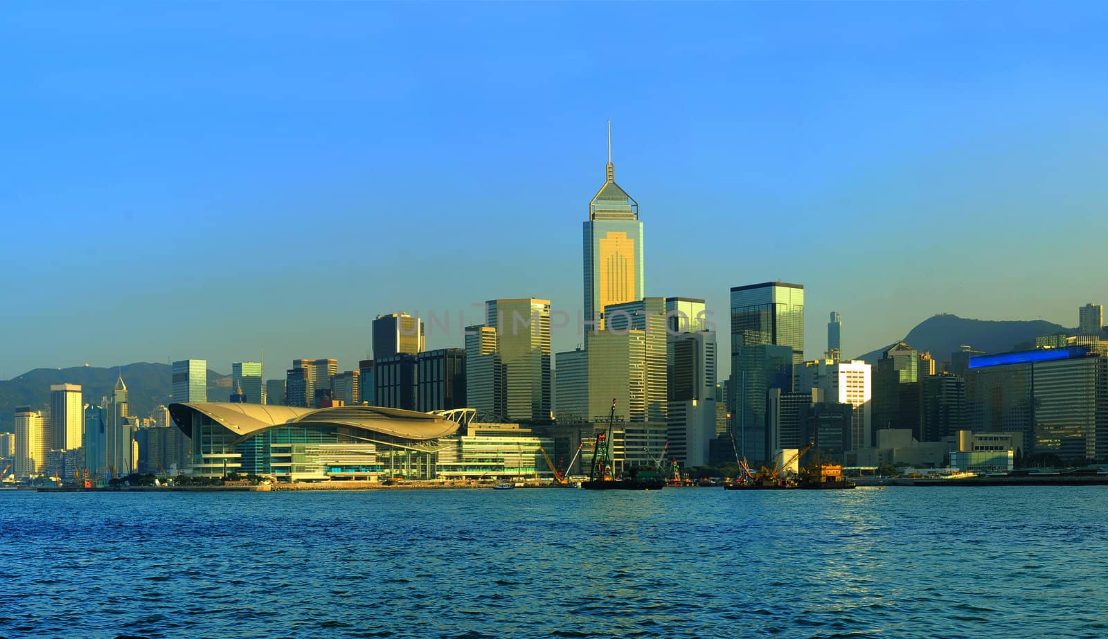 Hong Kong downtown at sunset