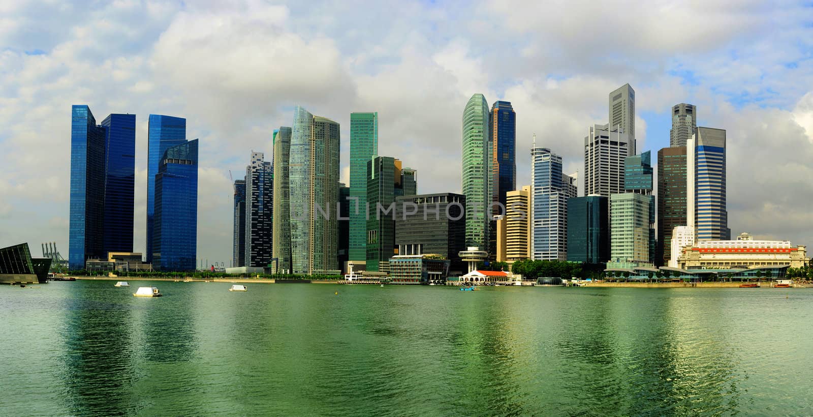 Cityscape of Singapore with reflection in the  river