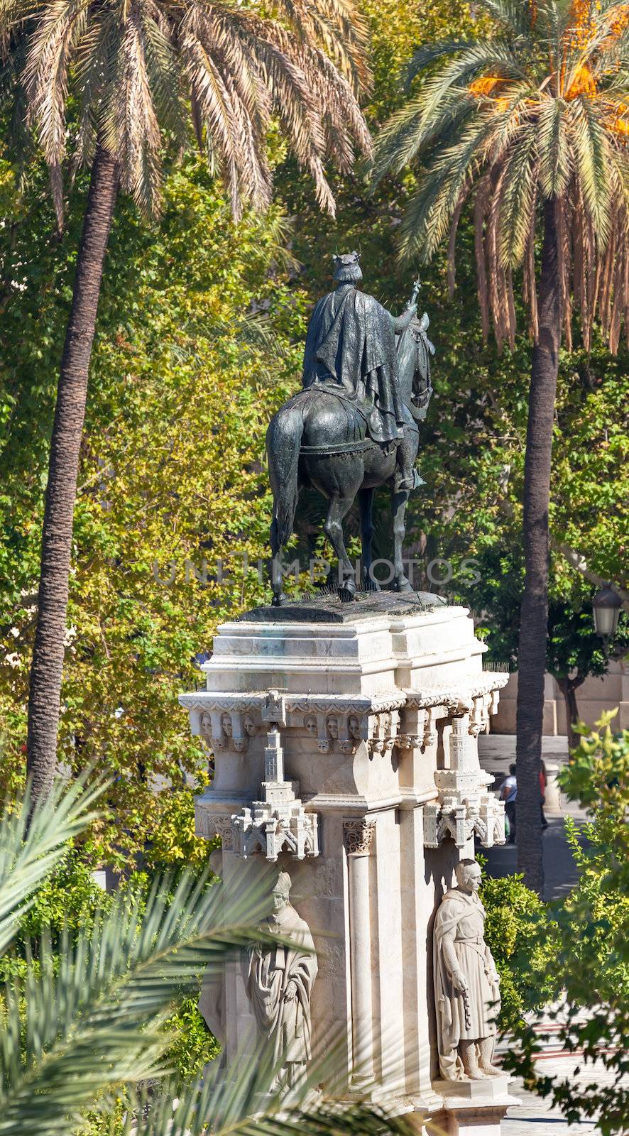 Plaza Nueva Ferdinand Statue Seville Andalusia Spain.