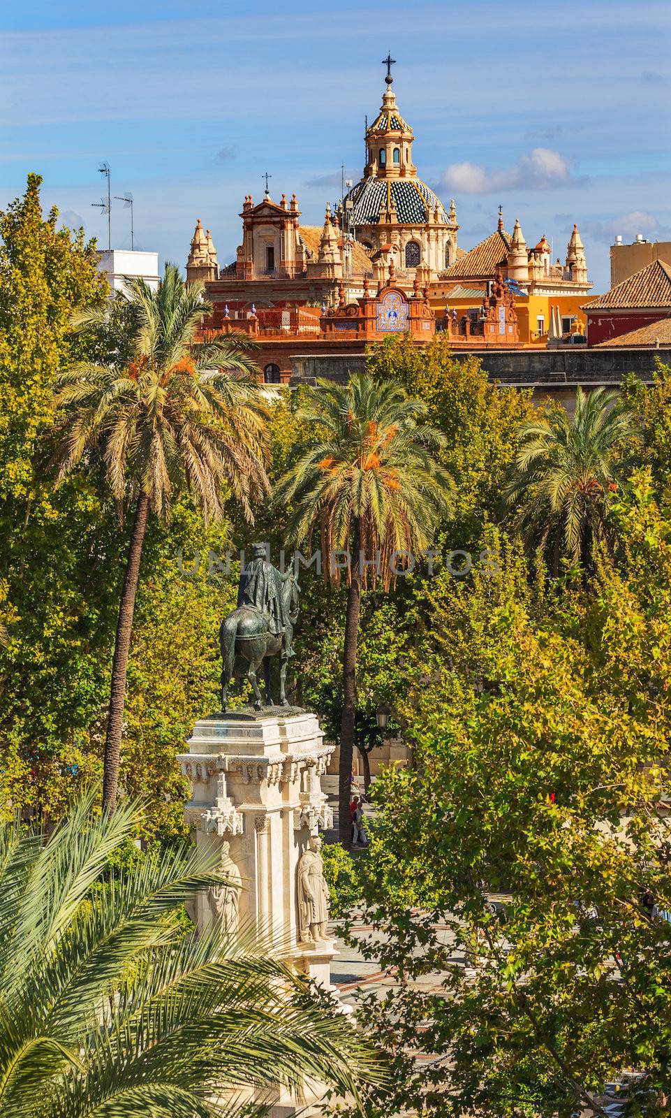 Plaza Nueva Ferdinand Statue Church El Salvador Seville Spain by bill_perry