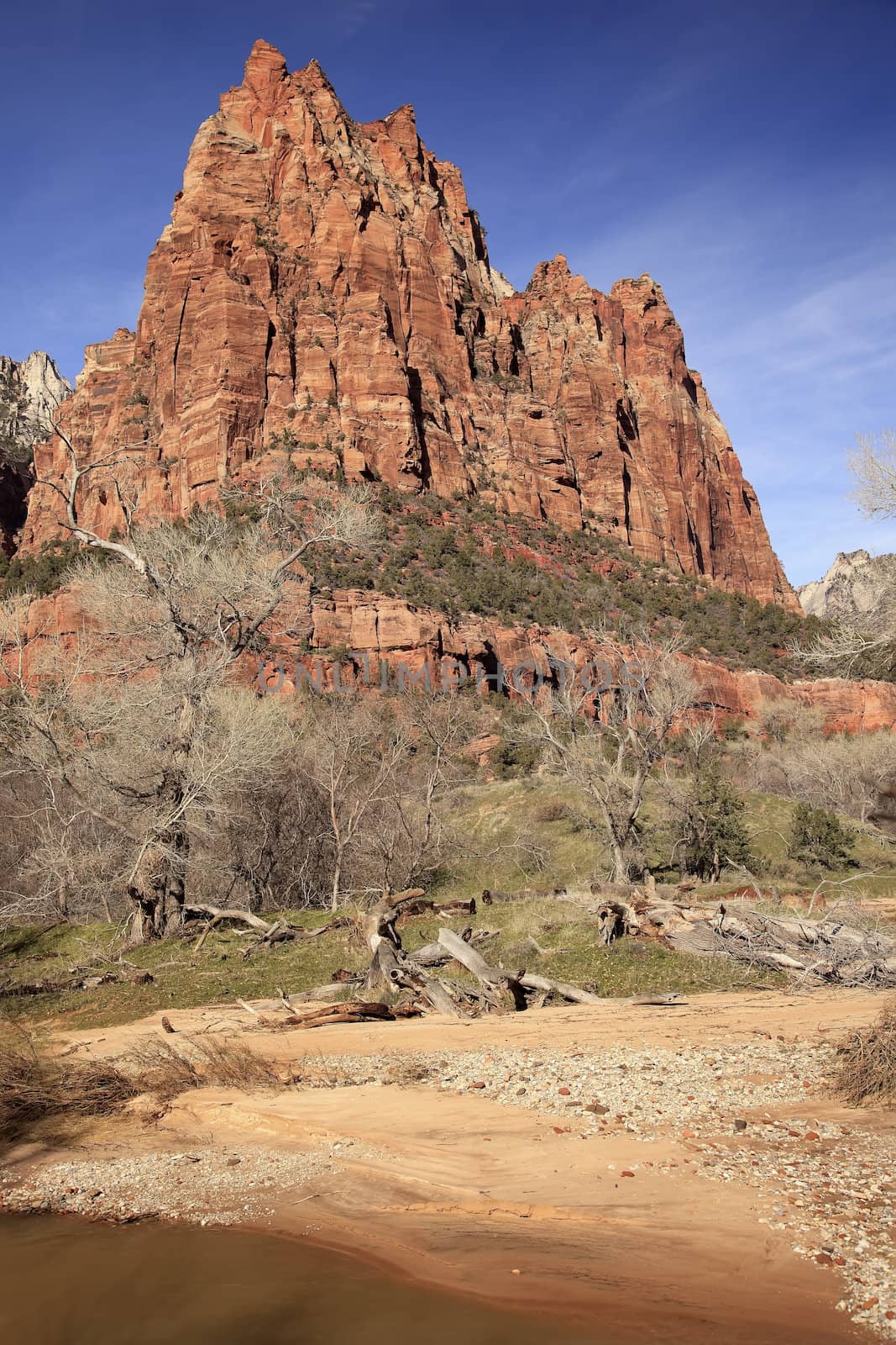 Red Rock Court of Patriarchs Virgin River Zion Canyon National Park Utah Southwest