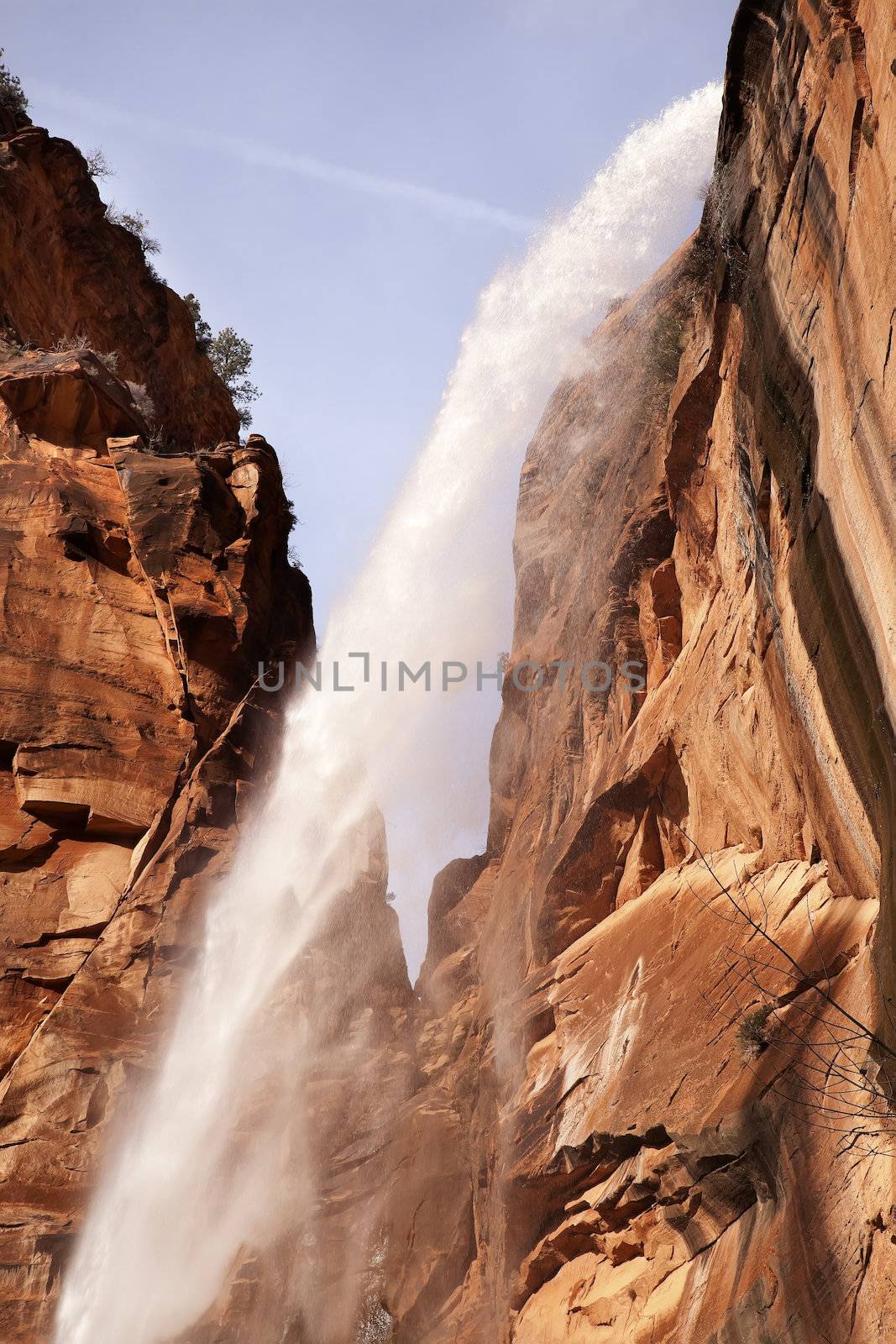 Falling Water Weeping Rock Waterfall Red Rock Wall Zion Canyon U by bill_perry