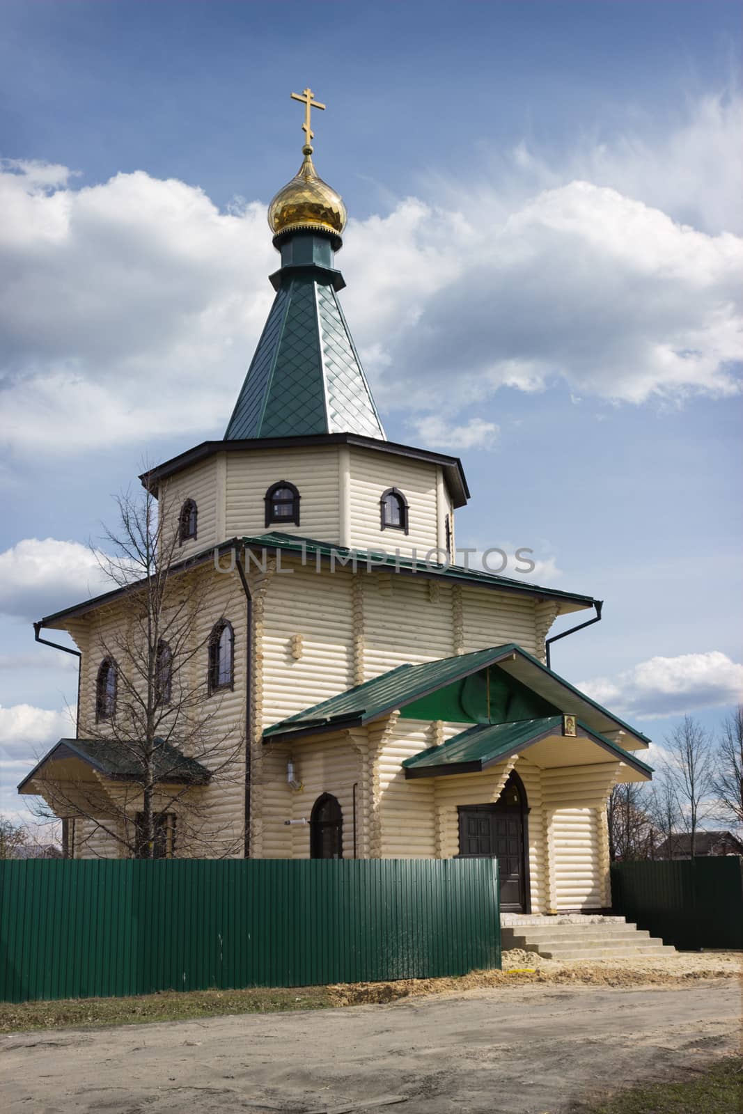 Only just built a wooden church in the village. Russia