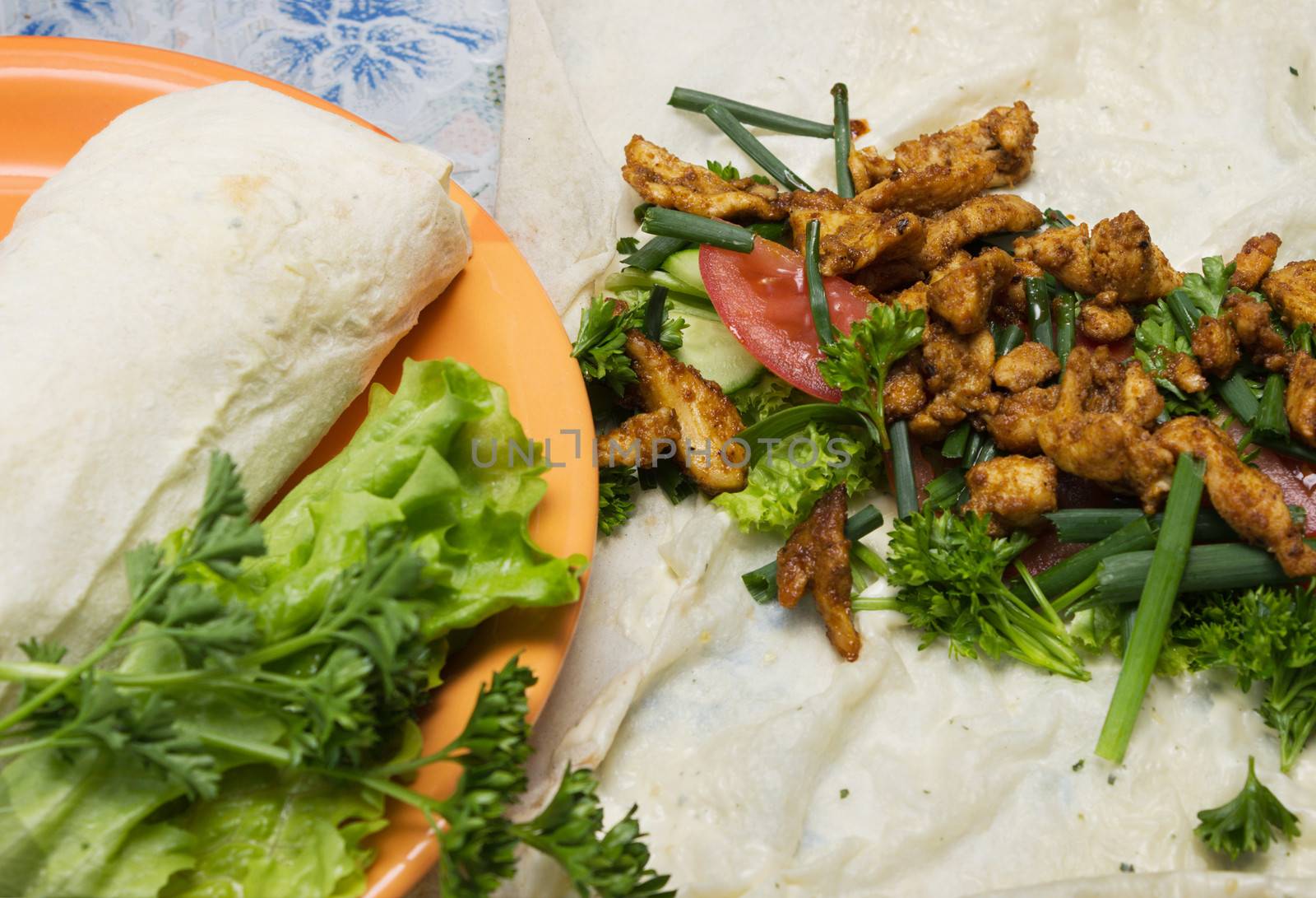 Shawarma is prepared in the home with chicken