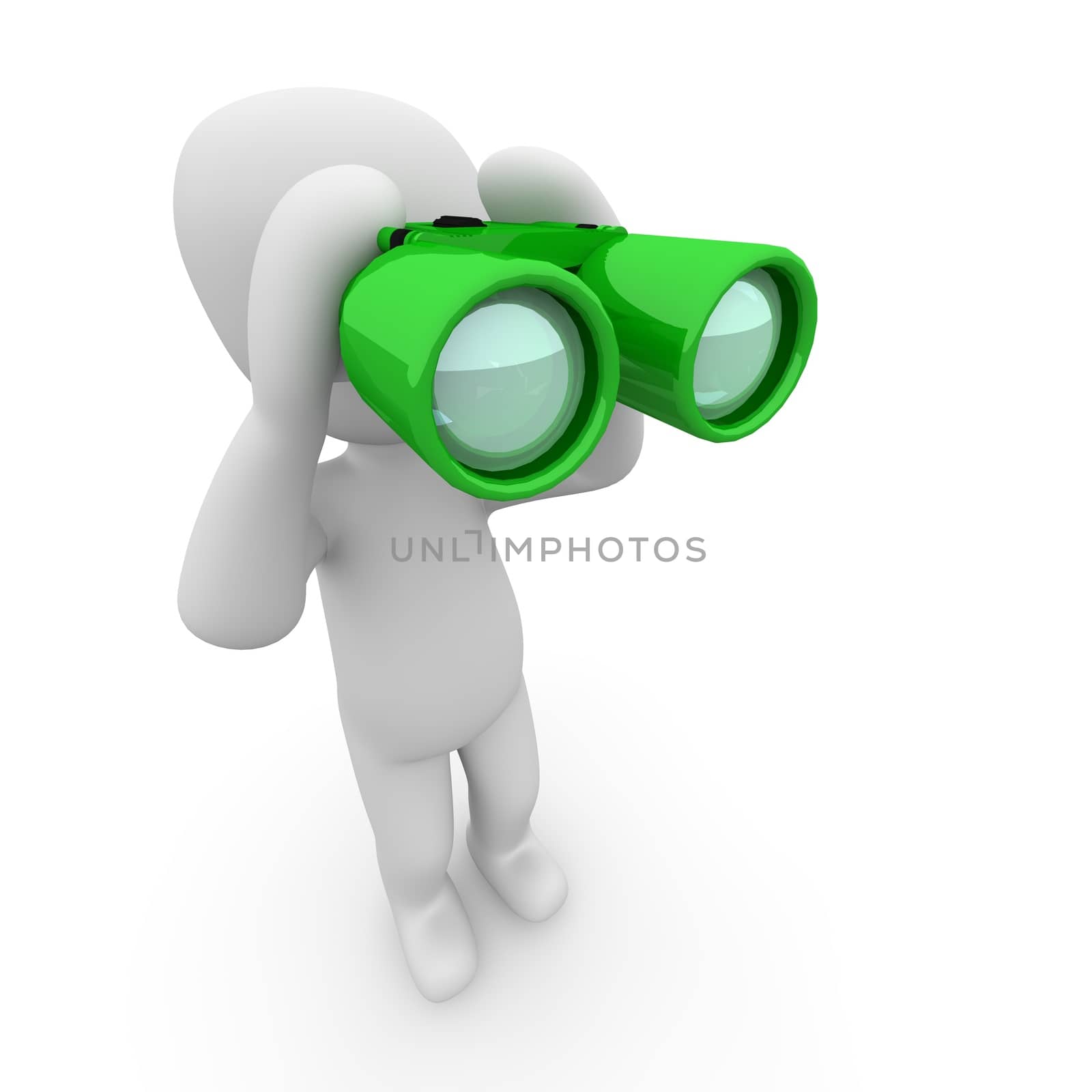 A character seen someone with a green binoculars.