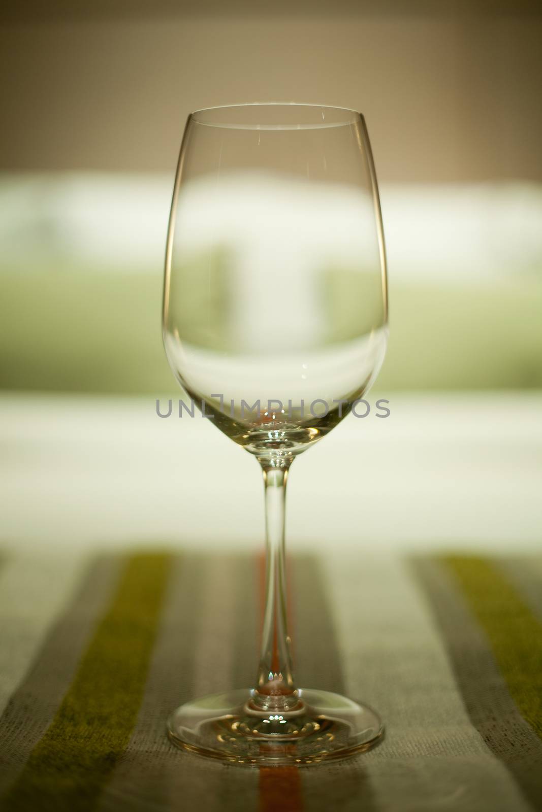 Wine glasses in luxury hotel interior