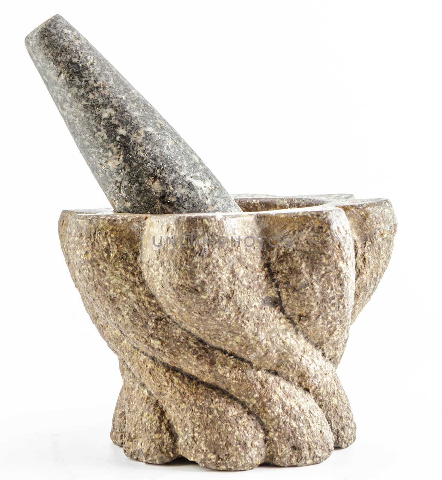 stone mortar isolate on white background by bunwit