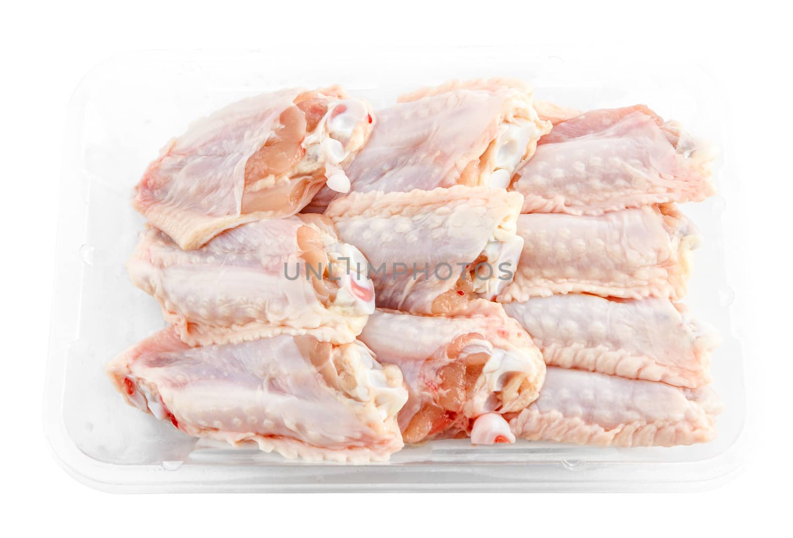 fresh Chicken middle wings in package isolate by bunwit