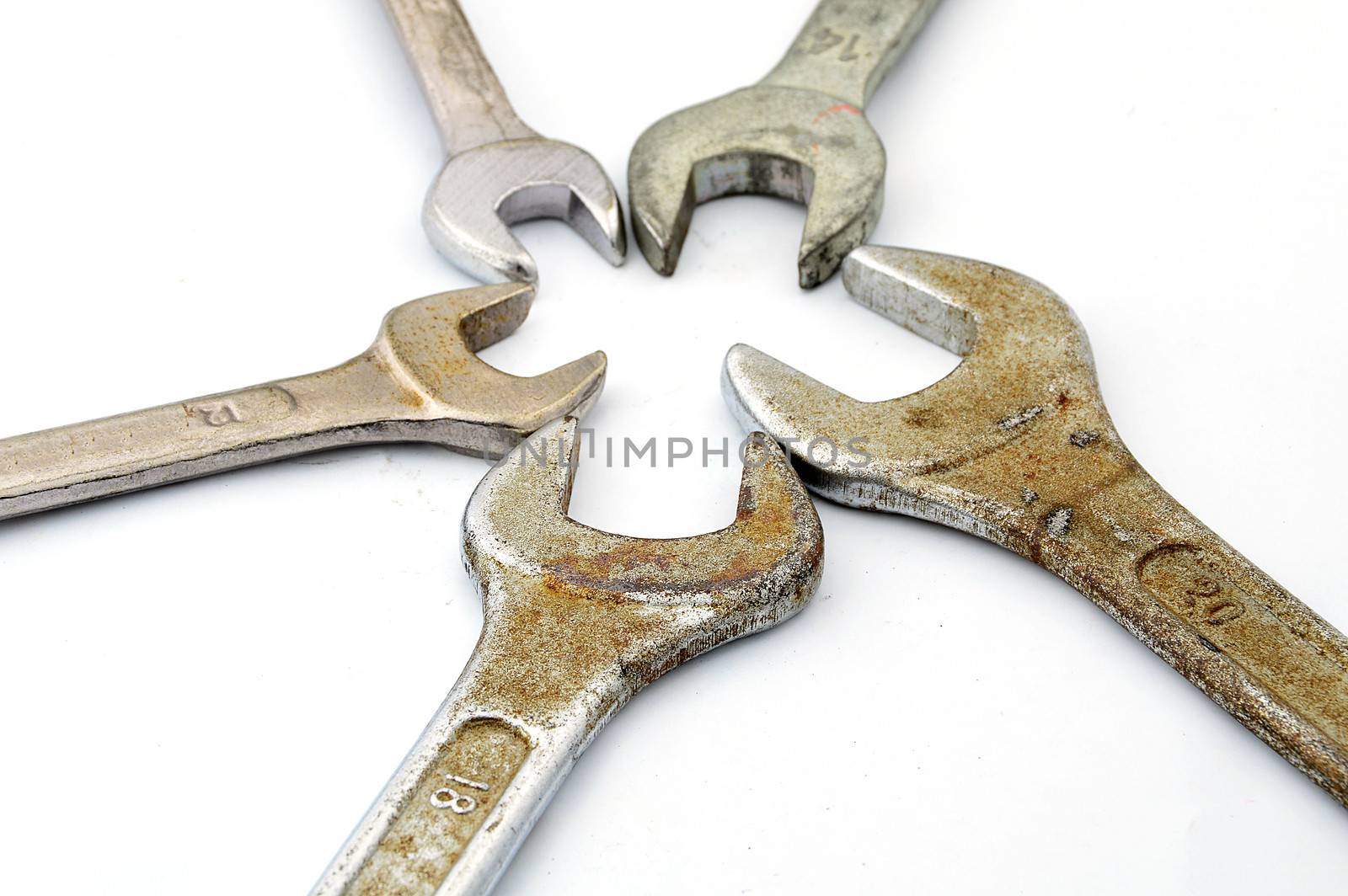 various sizes of old wrenches by Lekchangply