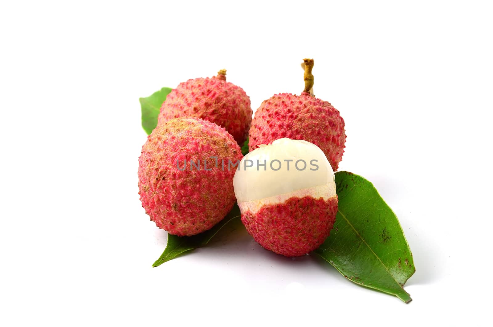 closeup of freshly Lychee fruits by Lekchangply