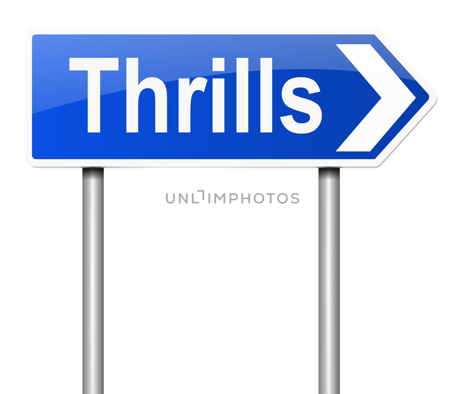 Illustration depicting a sign with a thrills concept.