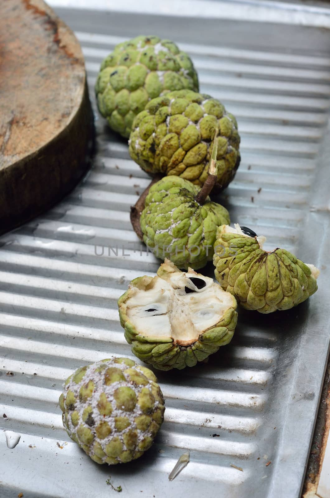 Custard apple in urban kitchen, Thailand