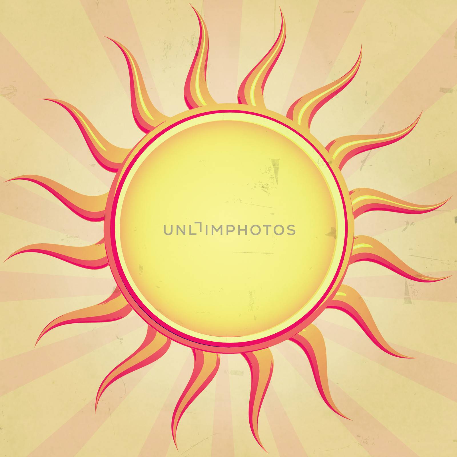 retro Background with yellow Sun with rays
