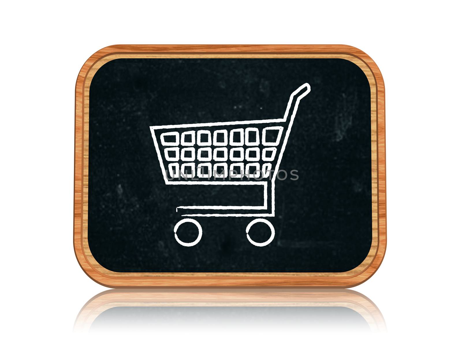 3d blackboard banner with chalk shopping cart