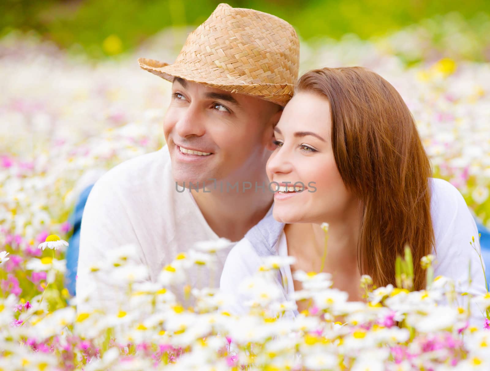 Happy family on flower field by Anna_Omelchenko