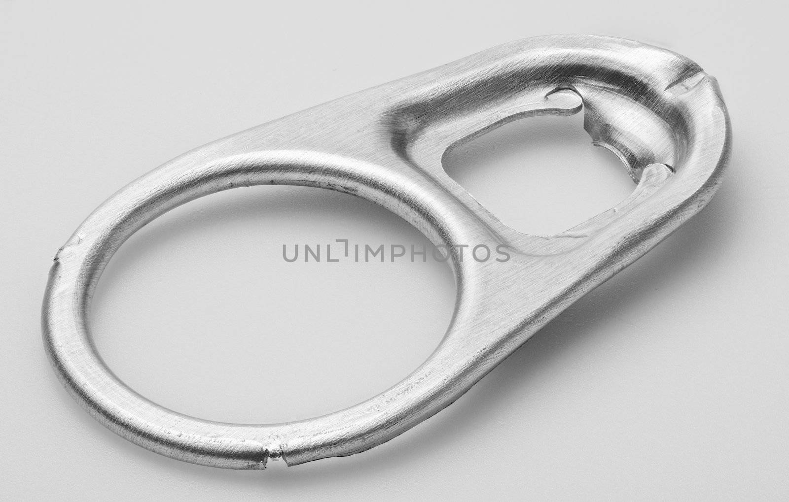 Close up aluminum easy open end isolated on white