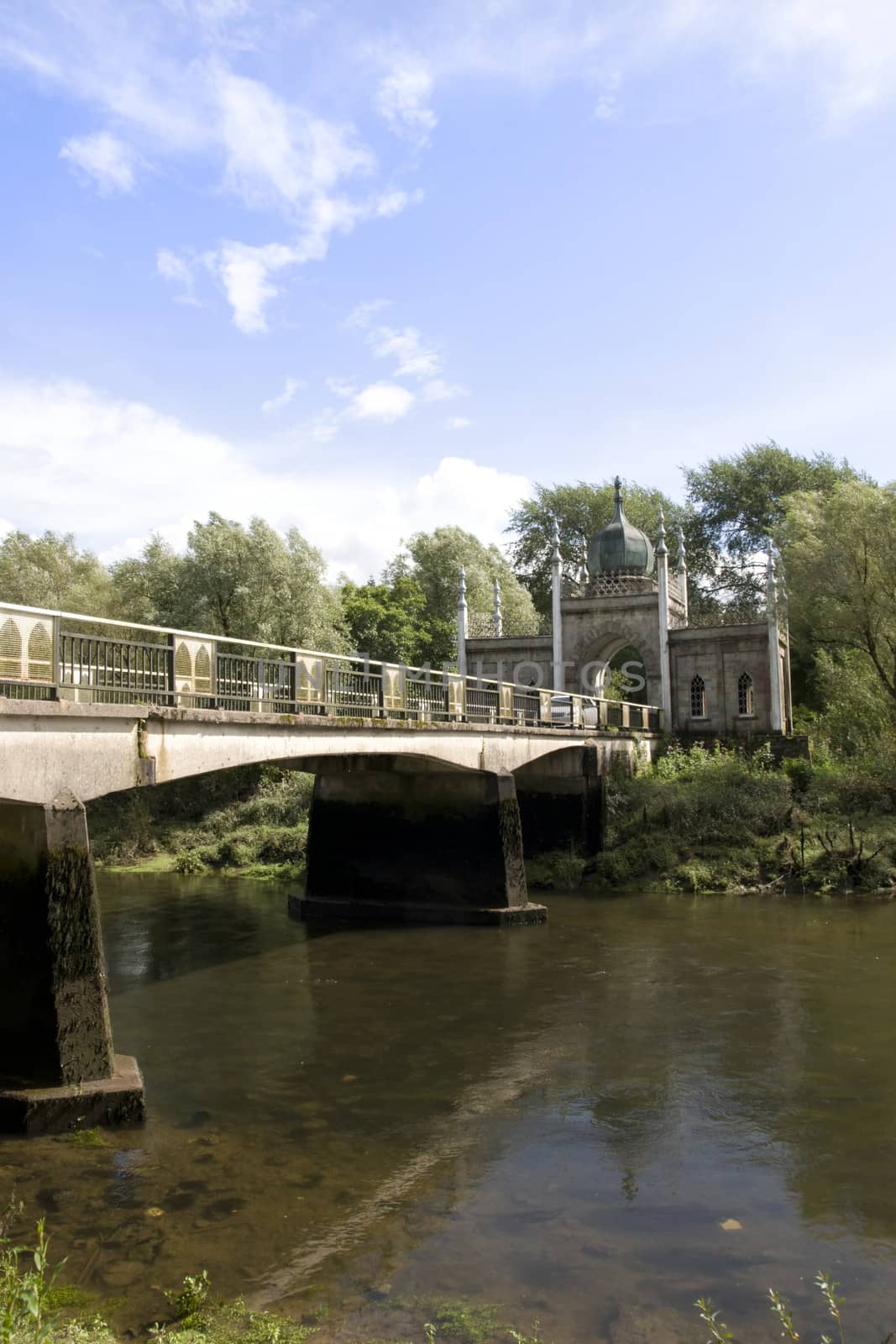 bridge and Ornamental gate lodge to the former Dromana estate over a river in county Waterford Ireland