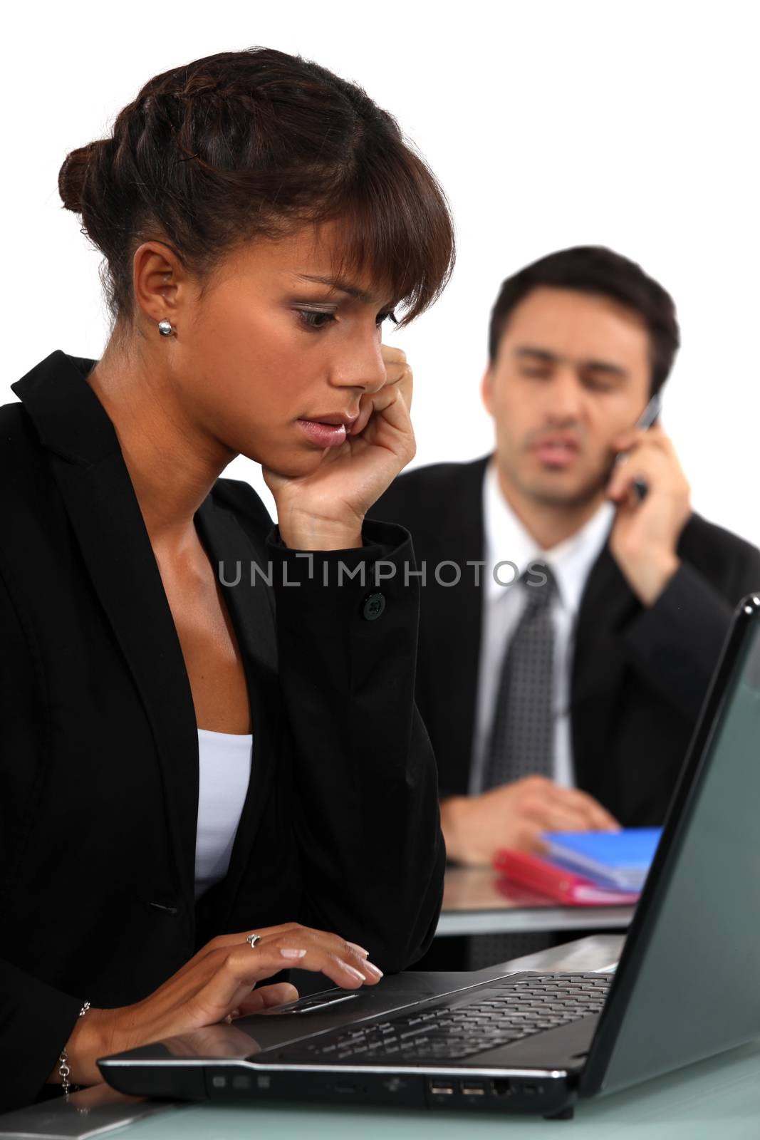 Businesswoman concentrating on her work