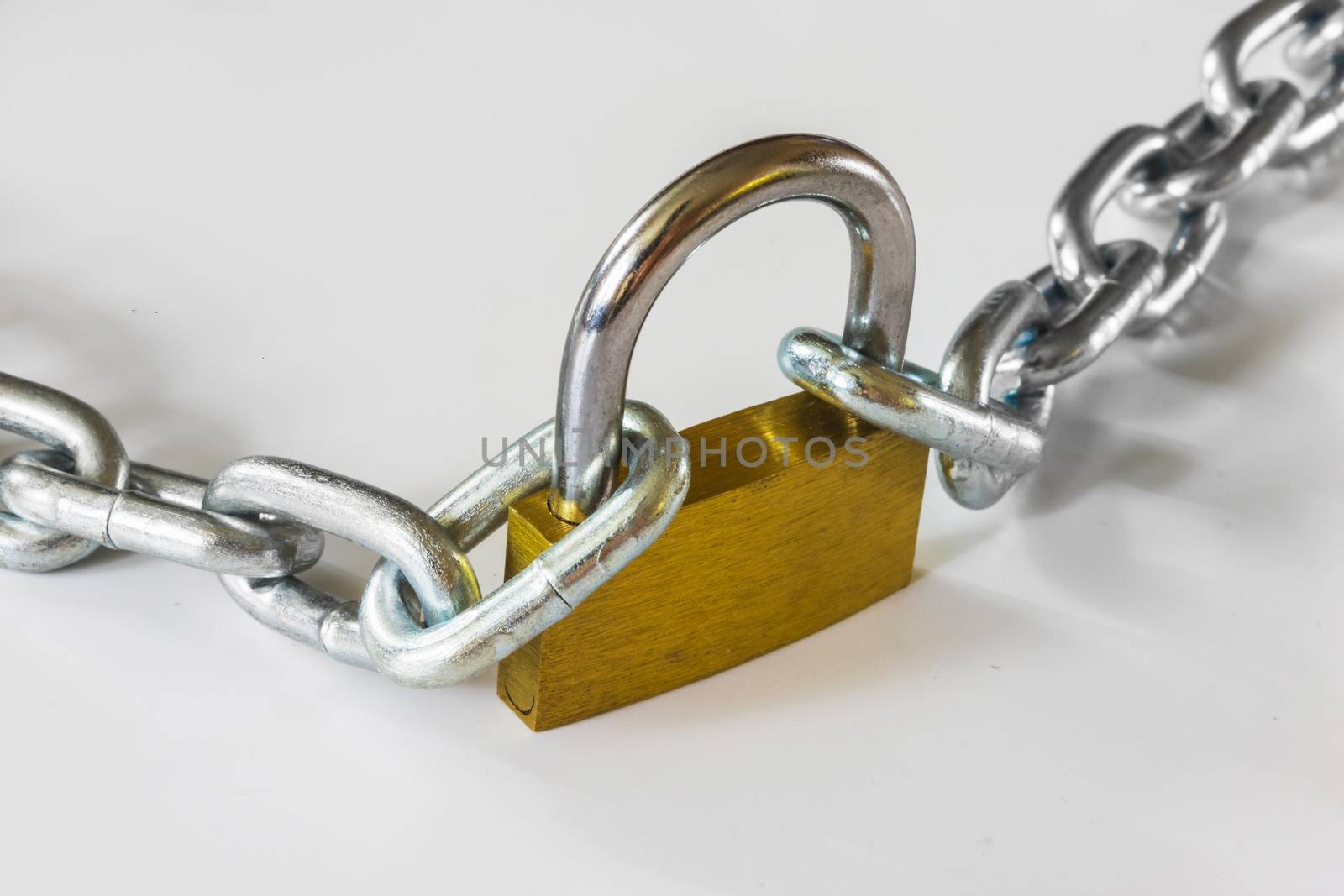 padlock with metal chain on a white background