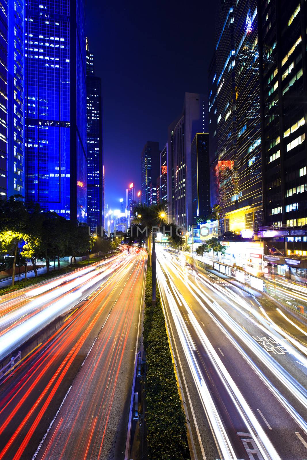 Traffic in city at night