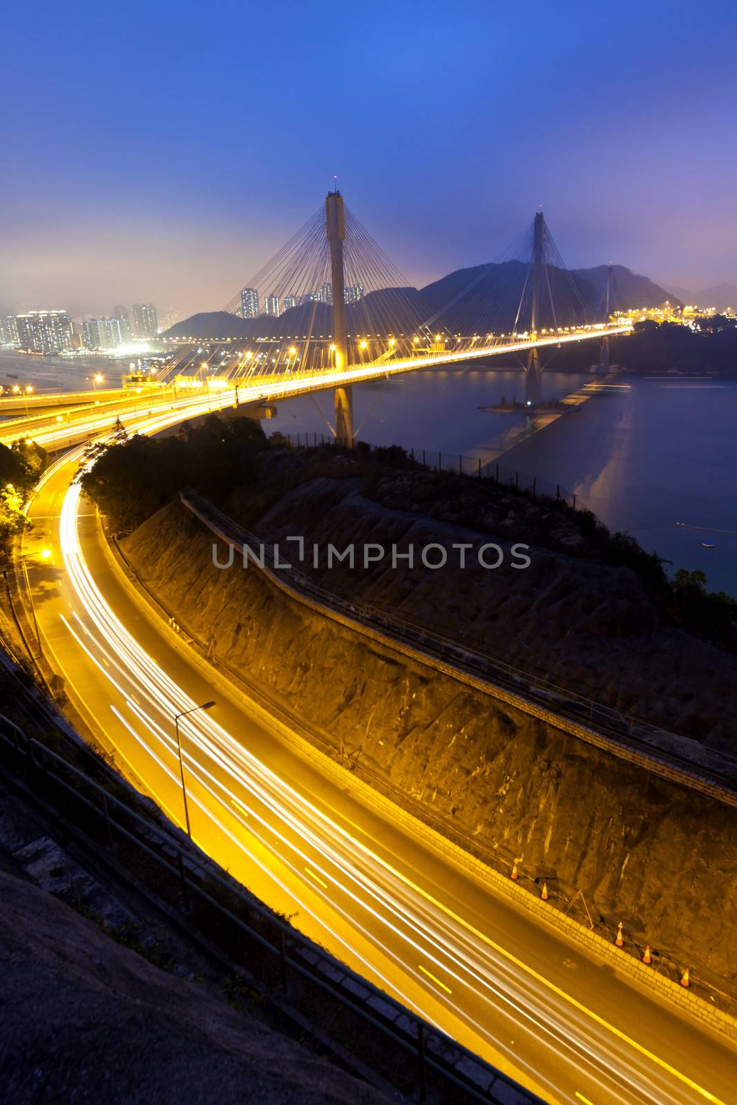 Highway and bridge at night by kawing921