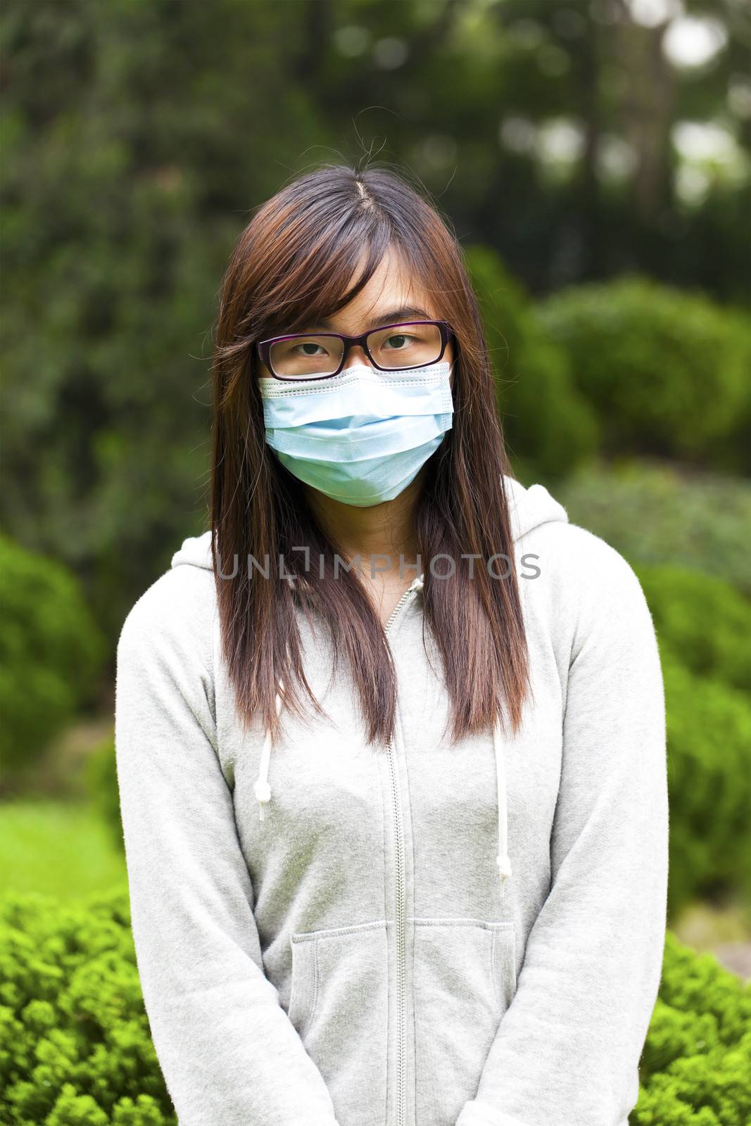 Woman wearing medical face mask 