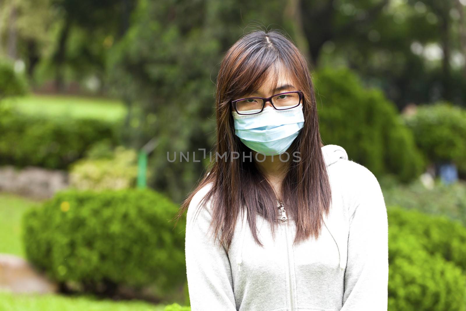 Woman wearing medical face mask  by kawing921