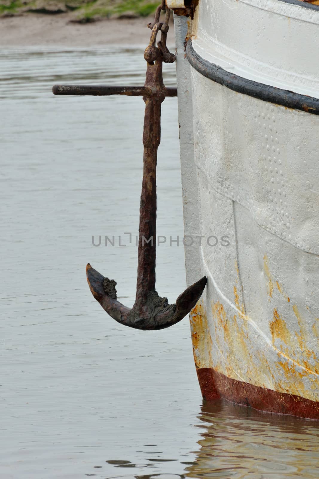 Detail of front of boat with anchor
