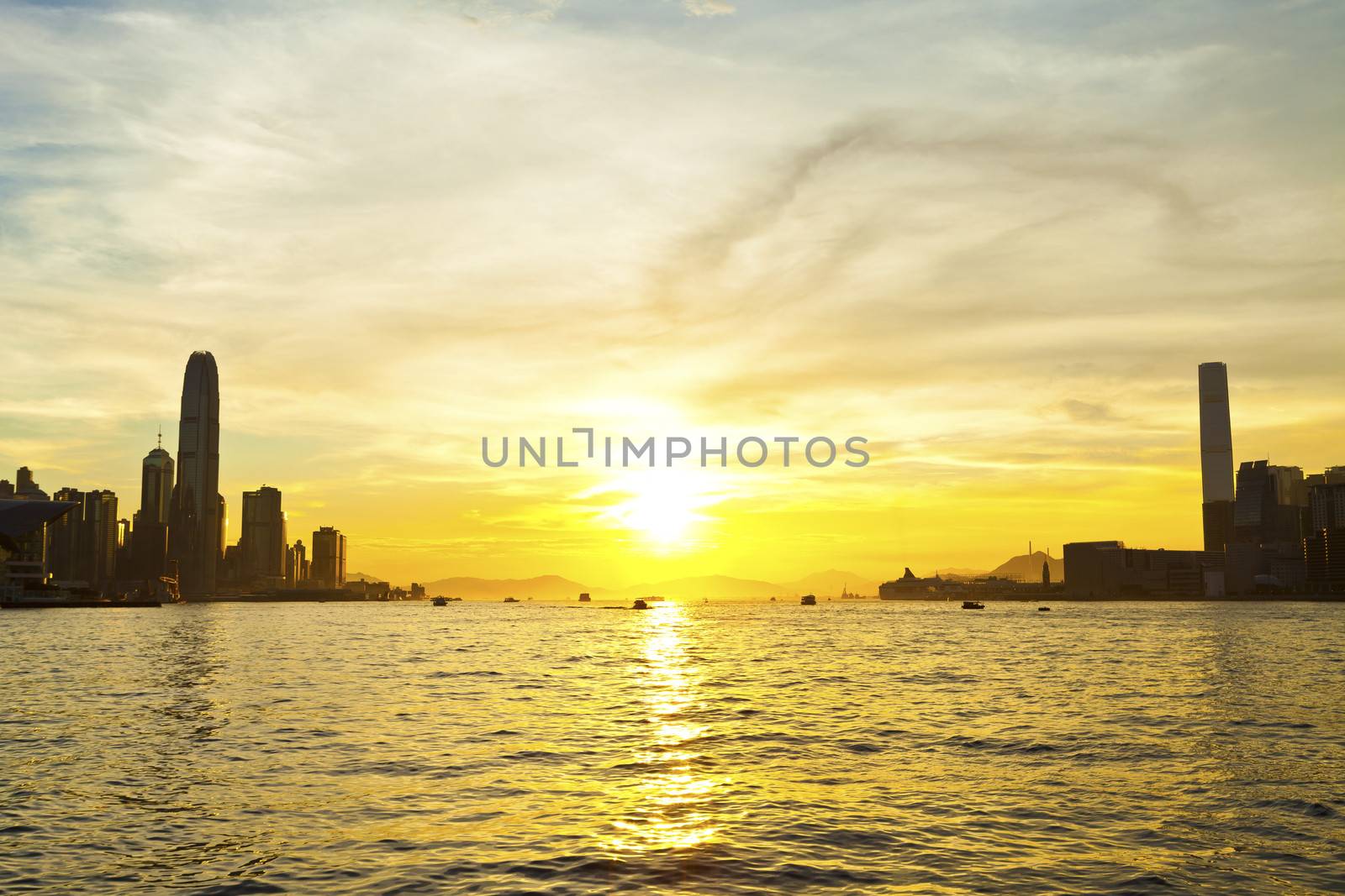 Hong Kong skyline at sunset