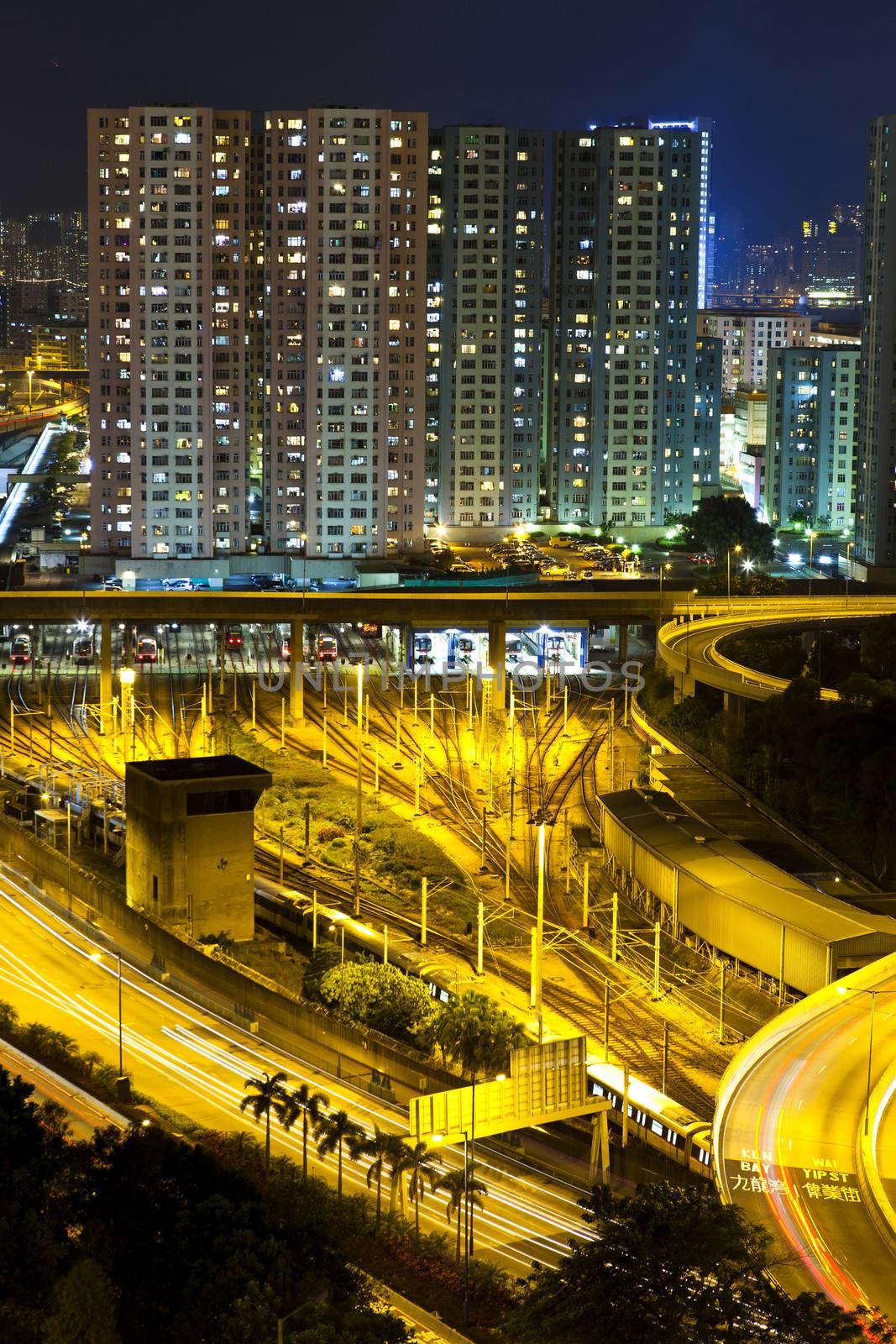 Hong Kong busy downtown at night by kawing921