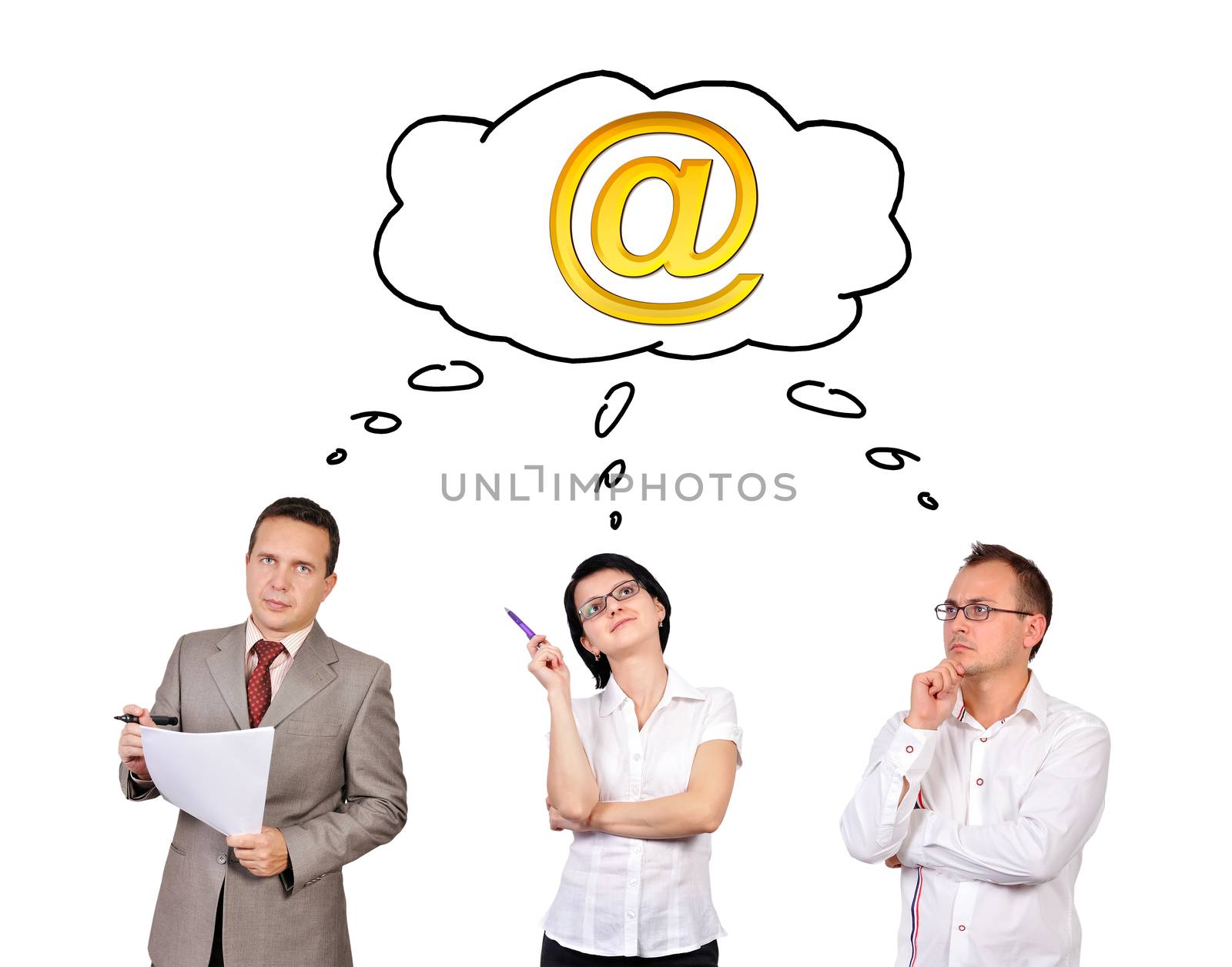 businesspeople dreaming on white background