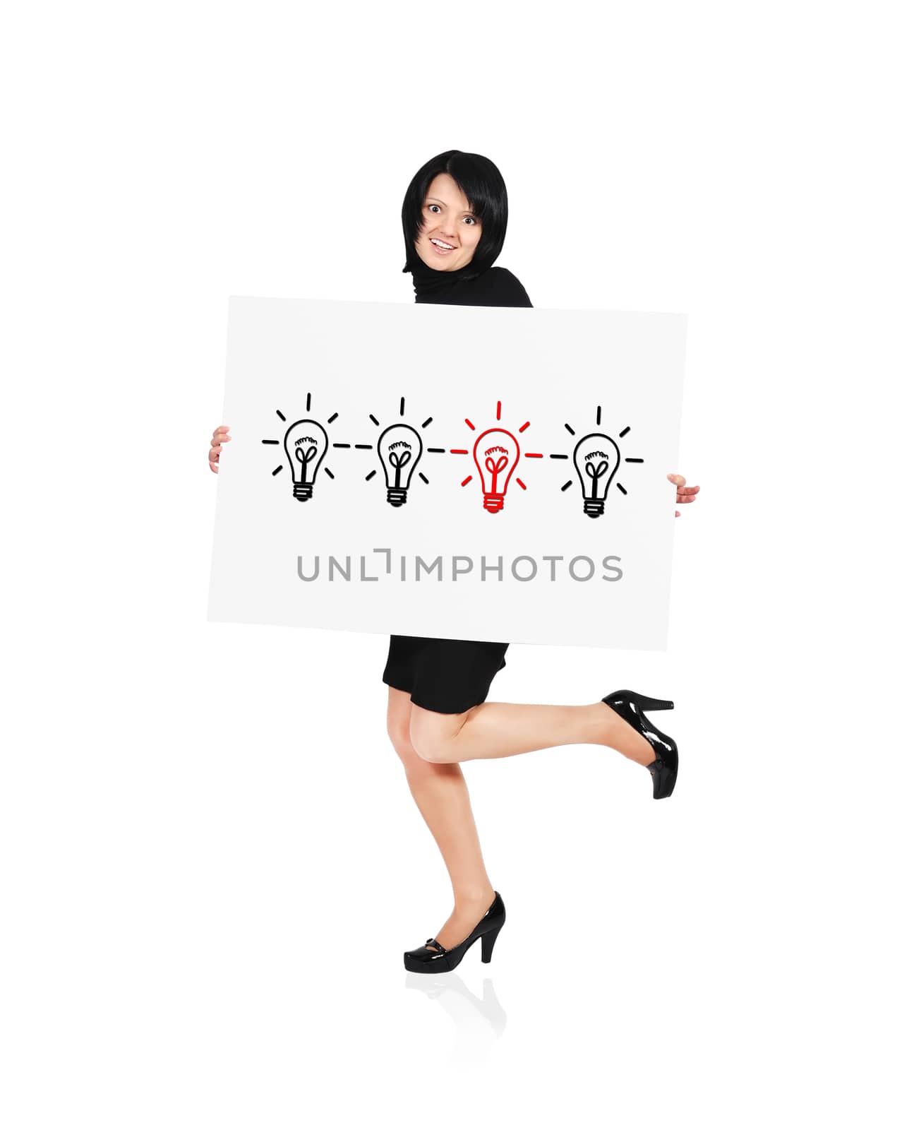 woman holding billboard with lams