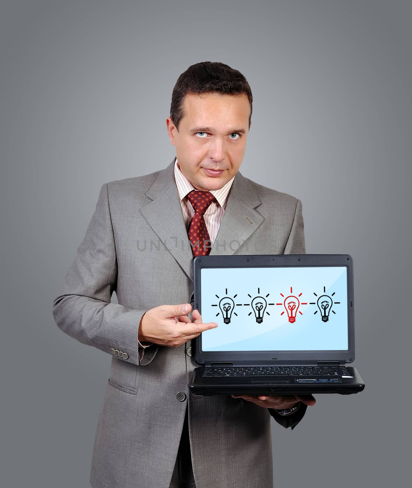 businessman with laptop in hand, idea concept