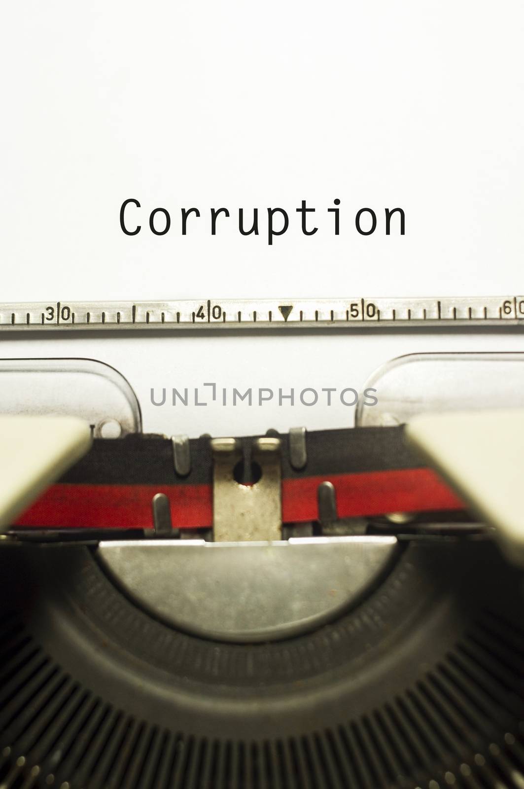 corruption concepts, with message on typewriter paper.