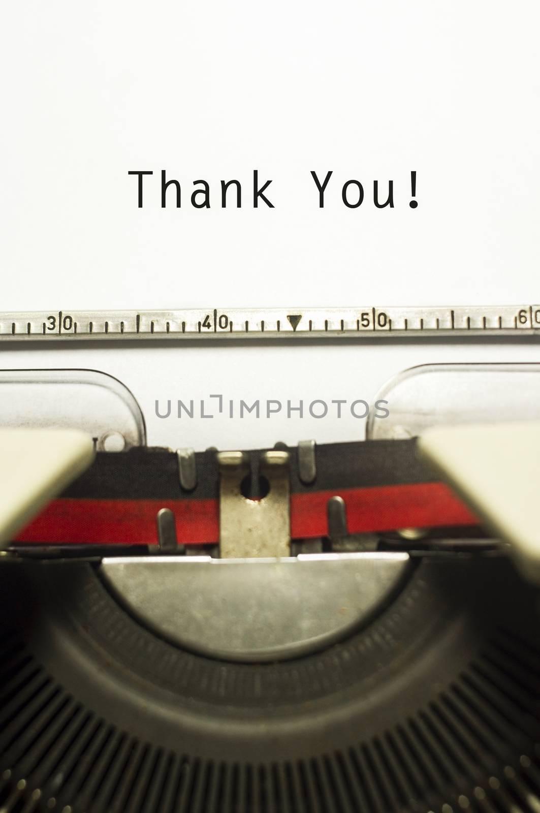 thank you message on typewriter paper, for appreciation concepts.