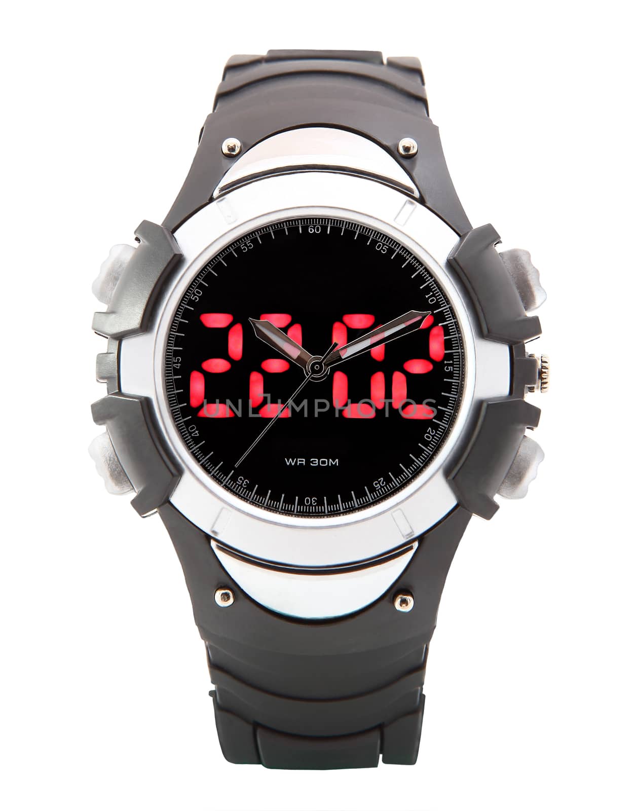 Dual Time Scrolling Display Digital LED Sport Watch black Diver. by grigvovan