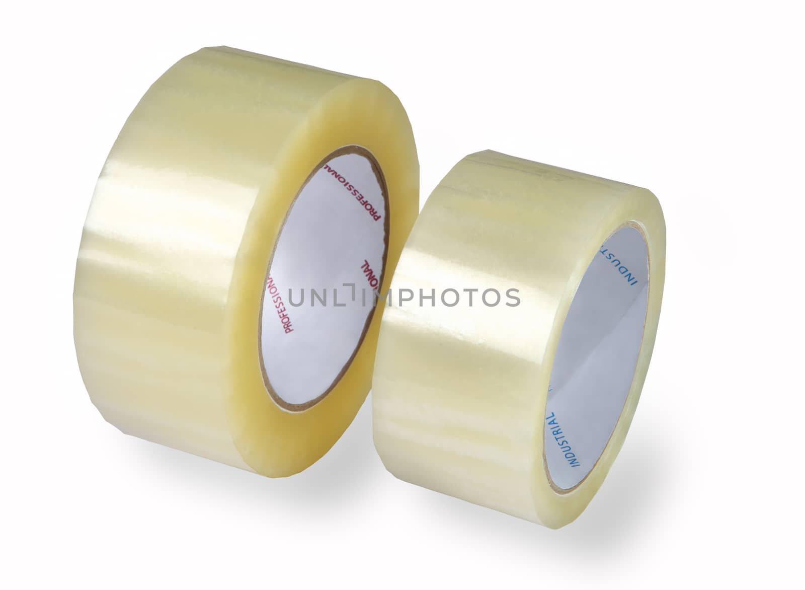 Packaging tapes, two rolls of transparent tape, isolated image on a white background. by grigvovan