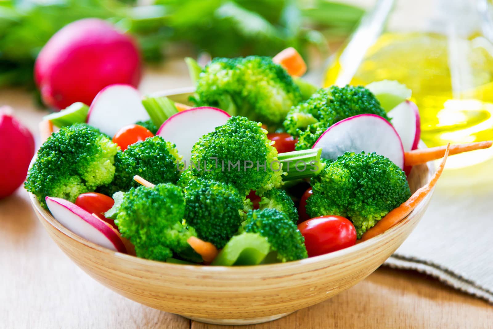 Broccoli with celery and radish salad by vanillaechoes