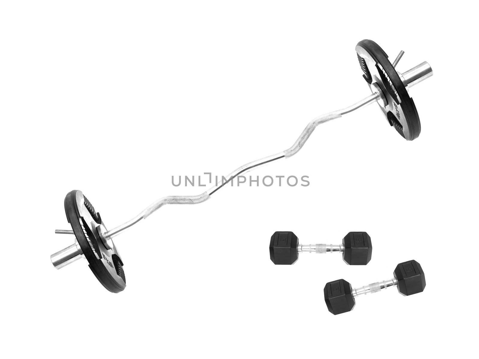 Gym weights isolated against a white background