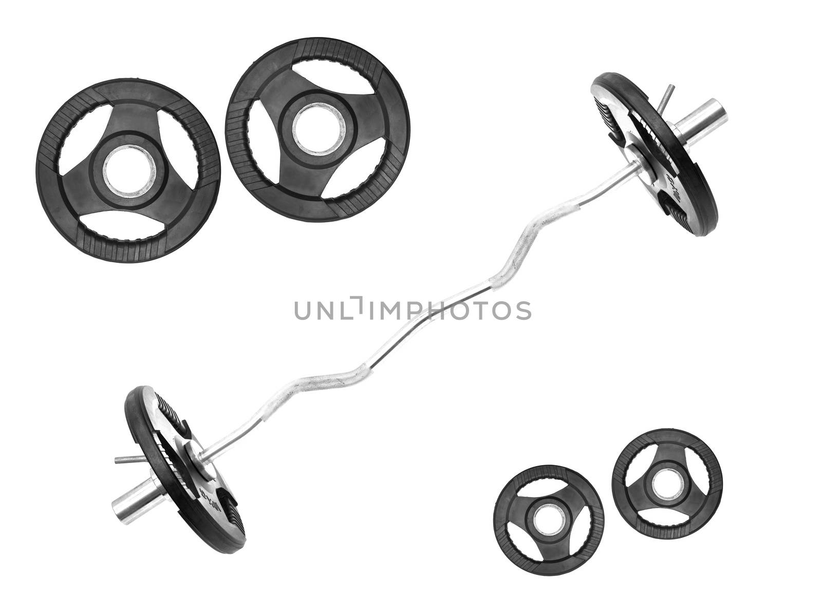 Gym weights isolated against a white background