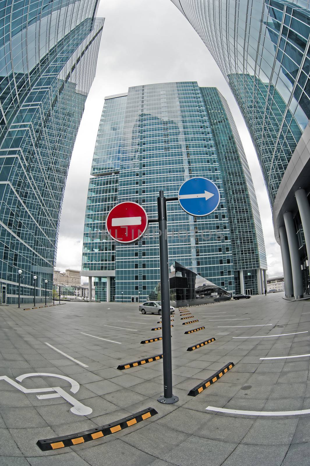 Parking spaces of office buildings. Moscow City.