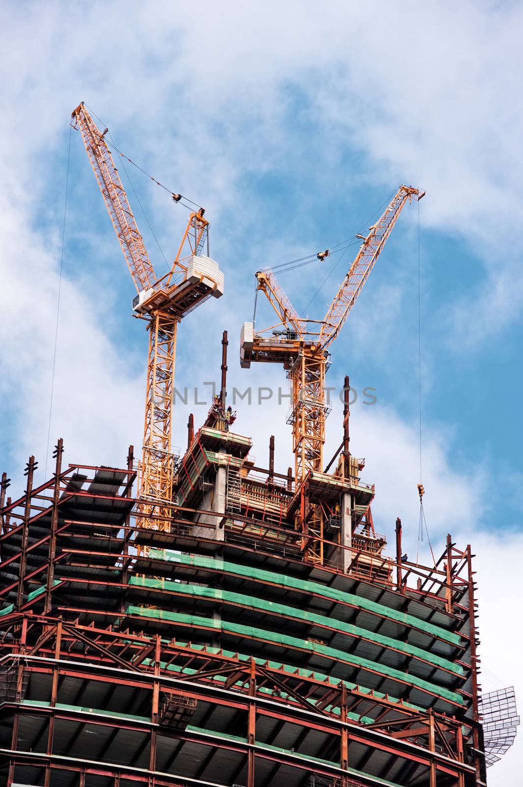 Fragment of building skyscrapers of business center "Moscow-City"